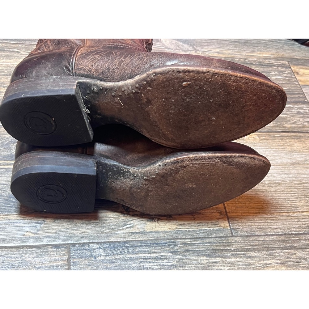 JRC & Sons Mens Brown Distressed Leather Western Roper Cowboy Boots Size 9 EE - Picture 12 of 15